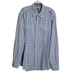 Izod Jeans men's plaid button down casual shirt size large